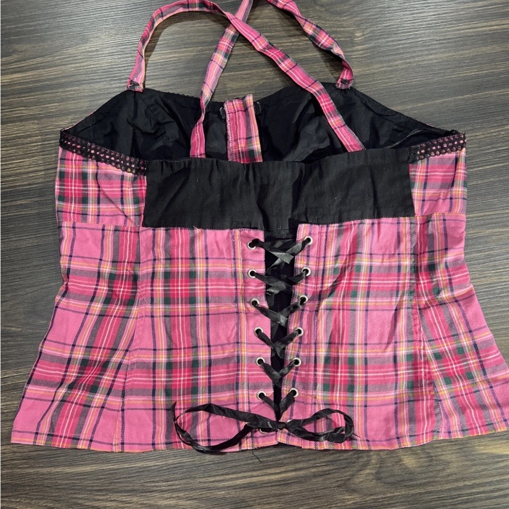 Tripp NYC Vintage Hot Pink And Black  Plaid Corset Size 2 Y2K - Picture 9 of 11
